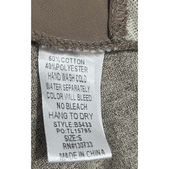 Umgee Top Tunic Long Sleeve Lace Hem Scoop Neck Stretch Brown Small Cottage Boho - Picture 6 of 6